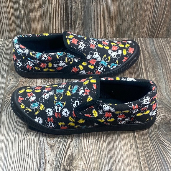 Disney Mickey and Minnie Mouse Women's Size 7 Black Canvas Slip On Sneakers - Picture 7 of 13
